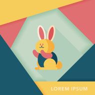 Rabbit flat icon with long shadow eps 10 N13