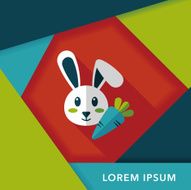 Pet rabbit flat icon with long shadow eps10 N10