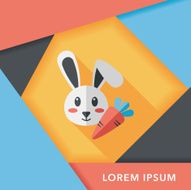 Pet rabbit flat icon with long shadow eps10 N11