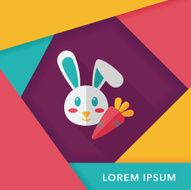 Pet rabbit flat icon with long shadow eps10 N12