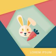 Pet rabbit flat icon with long shadow eps10 N13