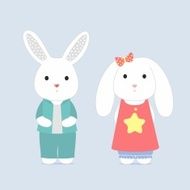The shy bunnys vector card