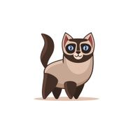 Siamese Cat Isolated on the White Background Vector
