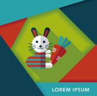 Rabbit with carrot flat icon long shadow eps 10 N10
