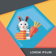 Rabbit with carrot flat icon long shadow eps 10 N11
