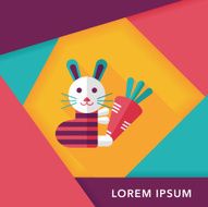 Rabbit with carrot flat icon long shadow eps 10 N12