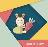 Rabbit with carrot flat icon long shadow eps 10 N13