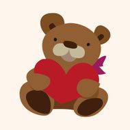 Valentine&#039;s day present bear flat icon elements background eps10 N5