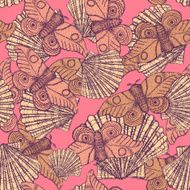 Sketch mothand shell in vintage style