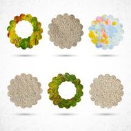 Six circles made with paint brush squeeze bottle scissors N2