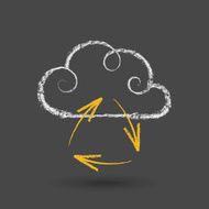 Cloud Computing Concept With Arrows Chalk Drawing N2