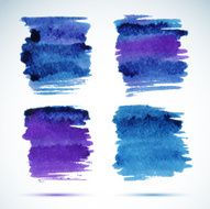 Brushstroke banners Ink blue watercolor spot backgrounds Template with shadow N6