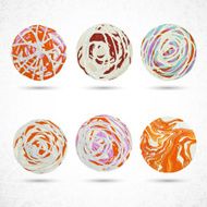 6 circles made with paint brush and squeeze bottle
