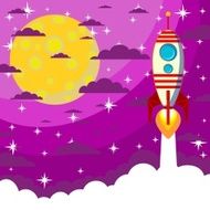 Space Rocket moon in the starry sky with space for