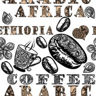 Coffee seamless pattern with ethnic African ornament coffee gra N2