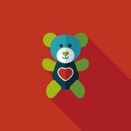 Valentine&#039;s day present bear flat icon with long shadow eps10 N7