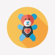 Valentine&#039;s day present bear flat icon with long shadow eps10 N10