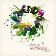 Vector watercolor wreath circlet of flowers N2