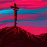 Jesus Christ Crucifiction vector illustration painted
