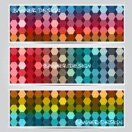 Set of vector colorful banners for design polygons