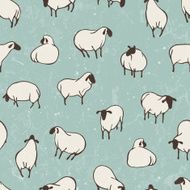 Herd of sheep Seamless vector pattern N2