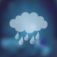cloud rain icon on blurred background