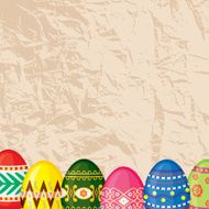 Congratulatory Easter card with old paper background and eggs N2