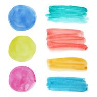 Vector collection of watercolor circular spots and smears