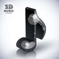 Trendy slim musical note 3d modern style icon isolated