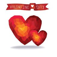 Abstract polygons two red hearts eps N2