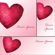 Abstract polygons pink heart Card set N2