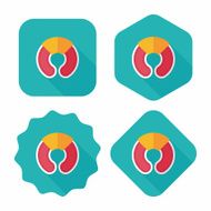 pillow flat icon with long shadow N3
