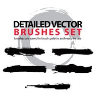 Set of grunge detailed hand-painted brushstrokes black N2