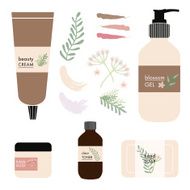 Beauty products on white background
