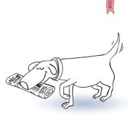 dog hold newspaper icon - illustration N2