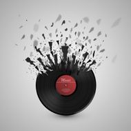 Abstract music background Vinyl disk explosion