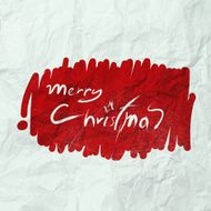 Christmas Card with Santa Claus hand drawn on wrinkled paper