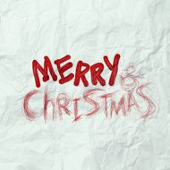 Christmas Card with Santa Claus hand drawn on wrinkled paper N2