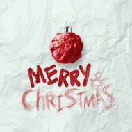 Christmas Card with Santa Claus hand drawn on wrinkled paper N3