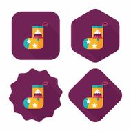 Christmas stocking flat icon with long shadow eps10 N81