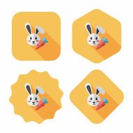 Pet rabbit flat icon with long shadow eps10 N15