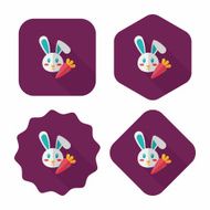Pet rabbit flat icon with long shadow eps10 N16