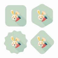 Pet rabbit flat icon with long shadow eps10 N17