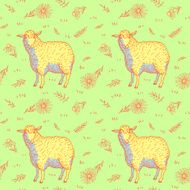 Sheep and flowers pattern