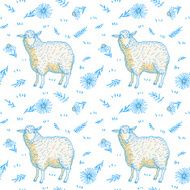 Sheep and flowers pattern N2