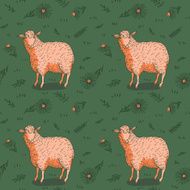 Sheep and flowers pattern N3