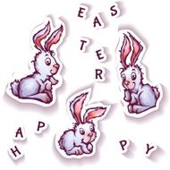 Set of cartoon cute rabbits Vector illustration