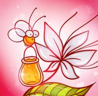 cute cartoon bee with bucket of honey