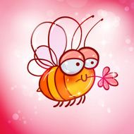 cute cartoon bee with the flower