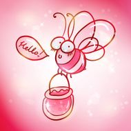 cute cartoon bee with bucket of honey N2